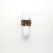 Two-Light Brass Wall Sconce with Clamped Alabaster Capsules