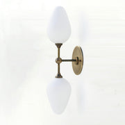 Two-Light Brass Wall Sconce with Opal Tulip Shades