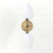 Two-Light Brass Wall Sconce with Opal Tulip Shades