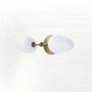 Two-Light Brass Wall Sconce with Opal Tulip Shades