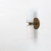 Two-Light Brass Wall Sconce with Stacked Alabaster Cylinders