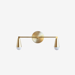 Two-Light Brass Wall Sconce with Tapered Socket Cups