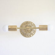 Two-Light Cast Brass Wall Sconce with Embossed Back Plate