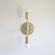 Two-Light Cast Brass Wall Sconce with Embossed Back Plate