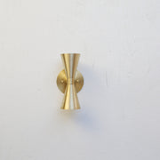 Two-Light Double Cone Wall Sconce in Solid Brass