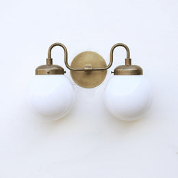 Two-Light Gooseneck Globe Vanity Sconce