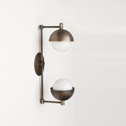 Two-Light Half-Dome and Globe Wall Sconce