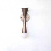 Two-Light Hourglass Brass Cone Wall Sconce