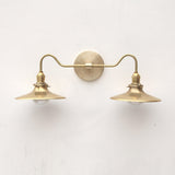 Two-Light Industrial Brass Shade Wall Sconce