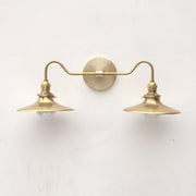 Two-Light Industrial Brass Shade Wall Sconce