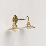 Two-Light Industrial Brass Shade Wall Sconce