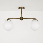 Two-Light Linear Chandelier with Opal Glass Globes