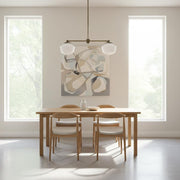 Two-Light Linear Chandelier with Schoolhouse Glass Shades