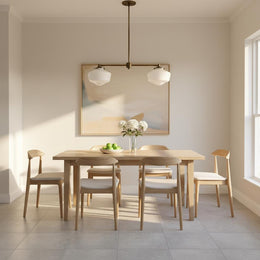 Two-Light Linear Chandelier with Stepped Schoolhouse Shades