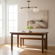 Two-Light Linear Chandelier with Stepped Schoolhouse Shades