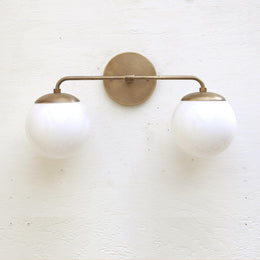 Two-Light Opal Globe Bathroom Vanity Wall Sconce