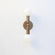 Two-Light Opal Globe Wall Sconce, 18 Inch