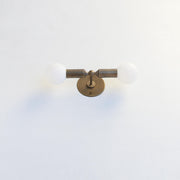Two-Light Opal Globe Wall Sconce, 18 Inch
