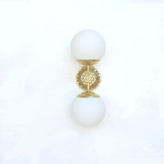 Two-Light Opal Globe Wall Sconce with Cast Brass Back Plate