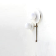 Two-Light Opal Globe Wall Sconce with Offset Stem