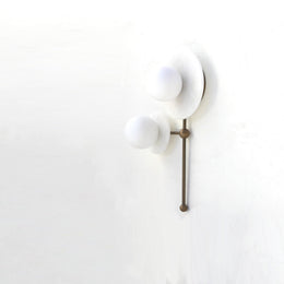 Two-Light Opal Globe Wall Sconce with Offset Stem