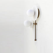 Two-Light Opal Globe Wall Sconce with Offset Stem