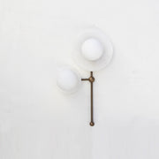 Two-Light Opal Globe Wall Sconce with Offset Stem
