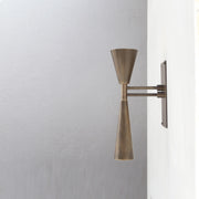 Two-Light Slim Brass Double-Cone Wall Sconce