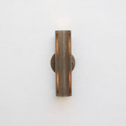 Two-Light Slotted Brass Cylinder Wall Sconce