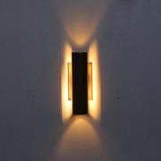 Two-Light Slotted Brass Cylinder Wall Sconce with Cast Square Backplate