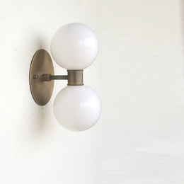 Two-Light Stacked Opal Globe Vanity Sconce