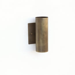 Two-Light Up and Down Brass Cylinder Wall Sconce