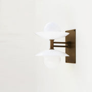 Two-Light Wall Sconce with Stacked Opal Glass Cone Shades