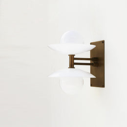 Two-Light Wall Sconce with Stacked Opal Glass Cone Shades