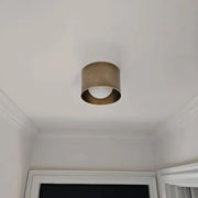 Vintage Brass Ceiling Spotlight, Simple Milky Glass Shade